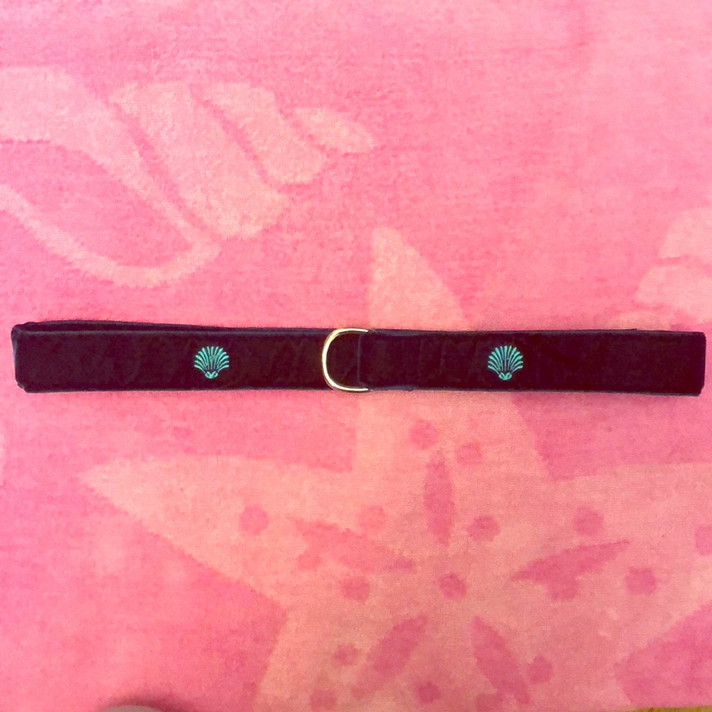 Eliza B. Blue Velvet Belt w/ Seashells sz. M